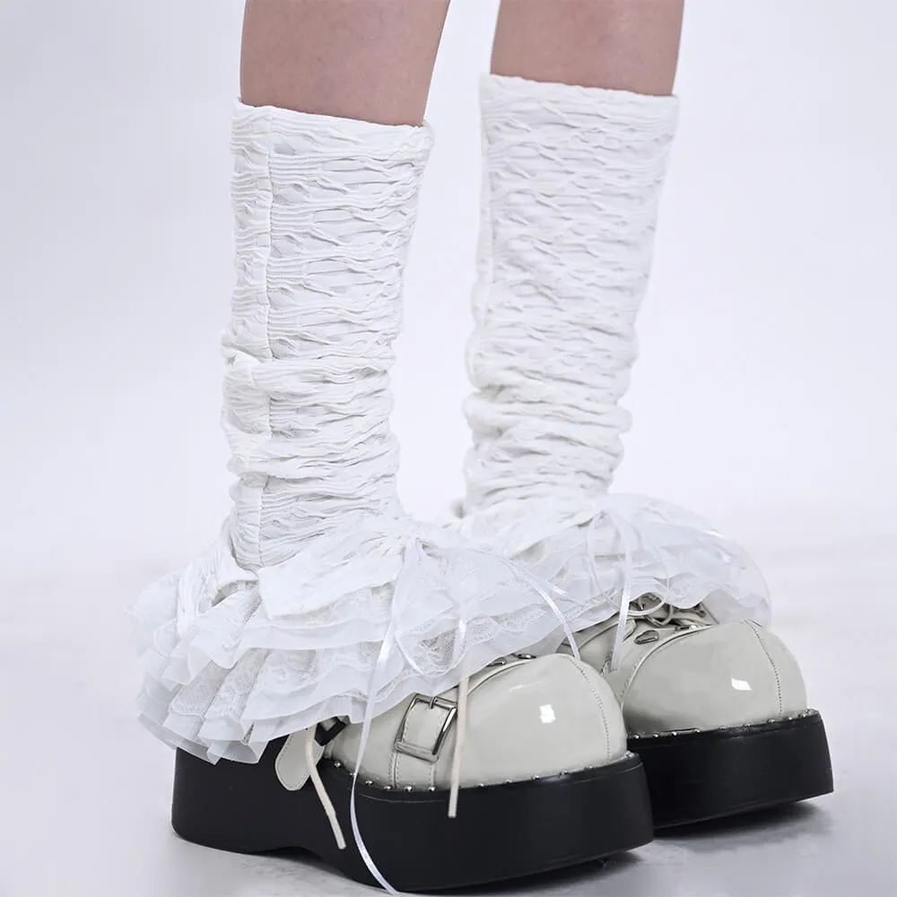 Tiered Ruffled Ballet-Inspired Flare Leg Warmers