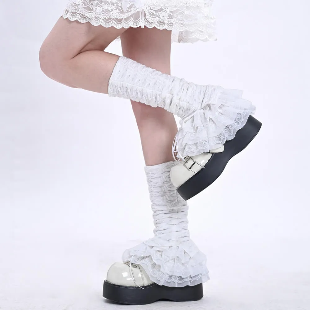 Tiered Ruffled Ballet-Inspired Flare Leg Warmers