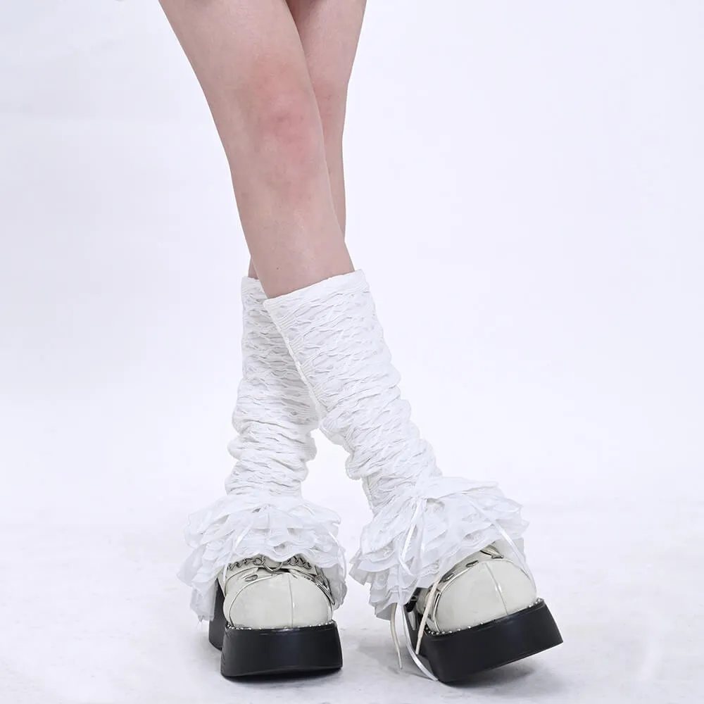 Tiered Ruffled Ballet-Inspired Flare Leg Warmers