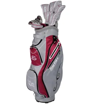 Tour Edge Moda Silk Womens Complete Golf Set - Cart Bag- Silver/Ruby