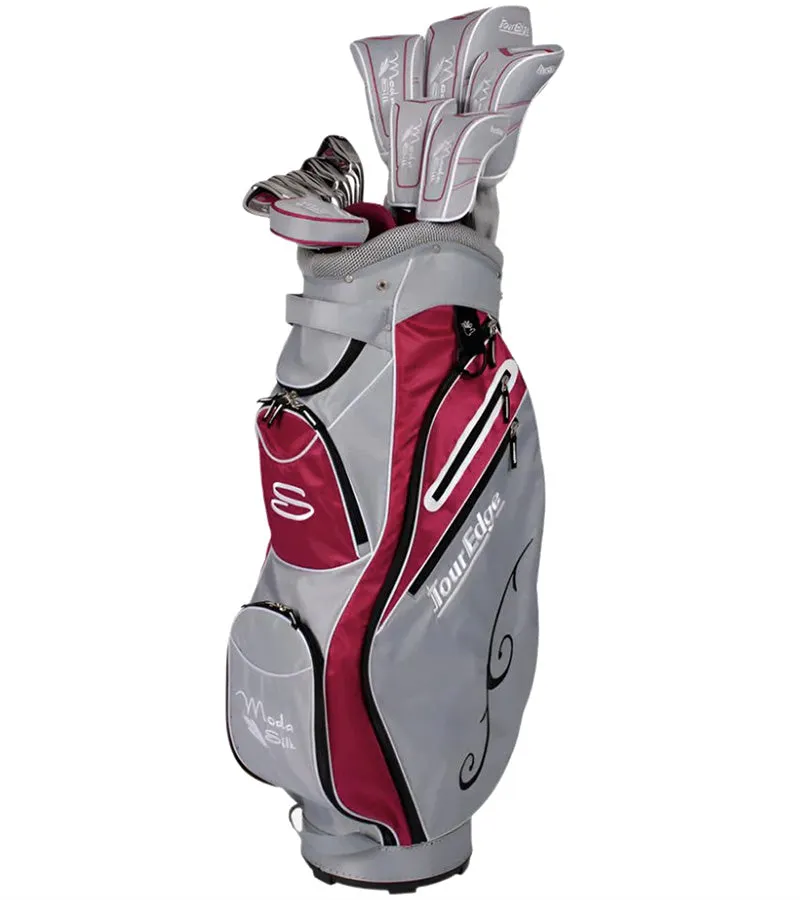 Tour Edge Moda Silk Womens Complete Golf Set - Cart Bag- Silver/Ruby