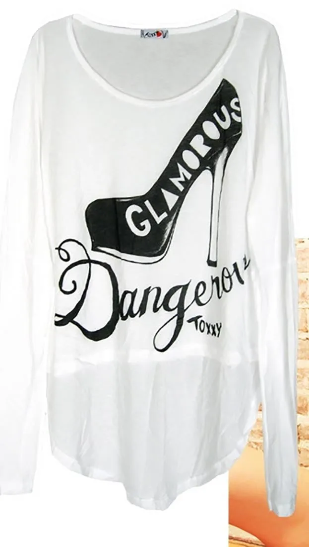 Toxxy Glamourous Long Sleeve Tee in Ivory