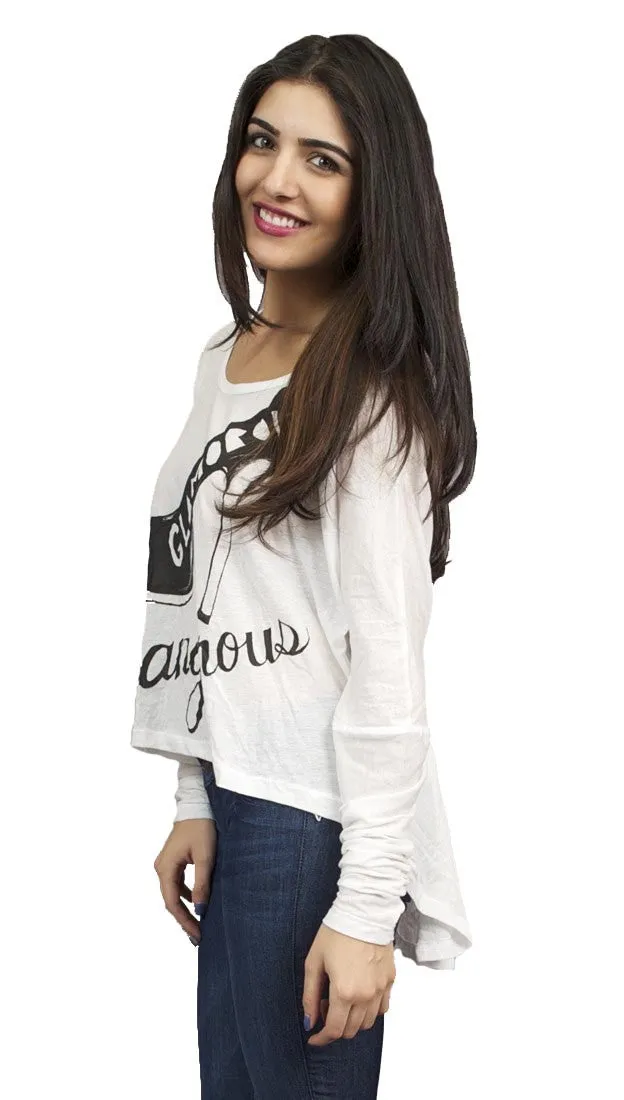 Toxxy Glamourous Long Sleeve Tee in Ivory