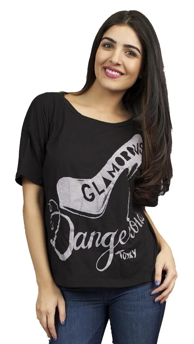 Toxxy Glamourous Short Sleeve Tee in Black