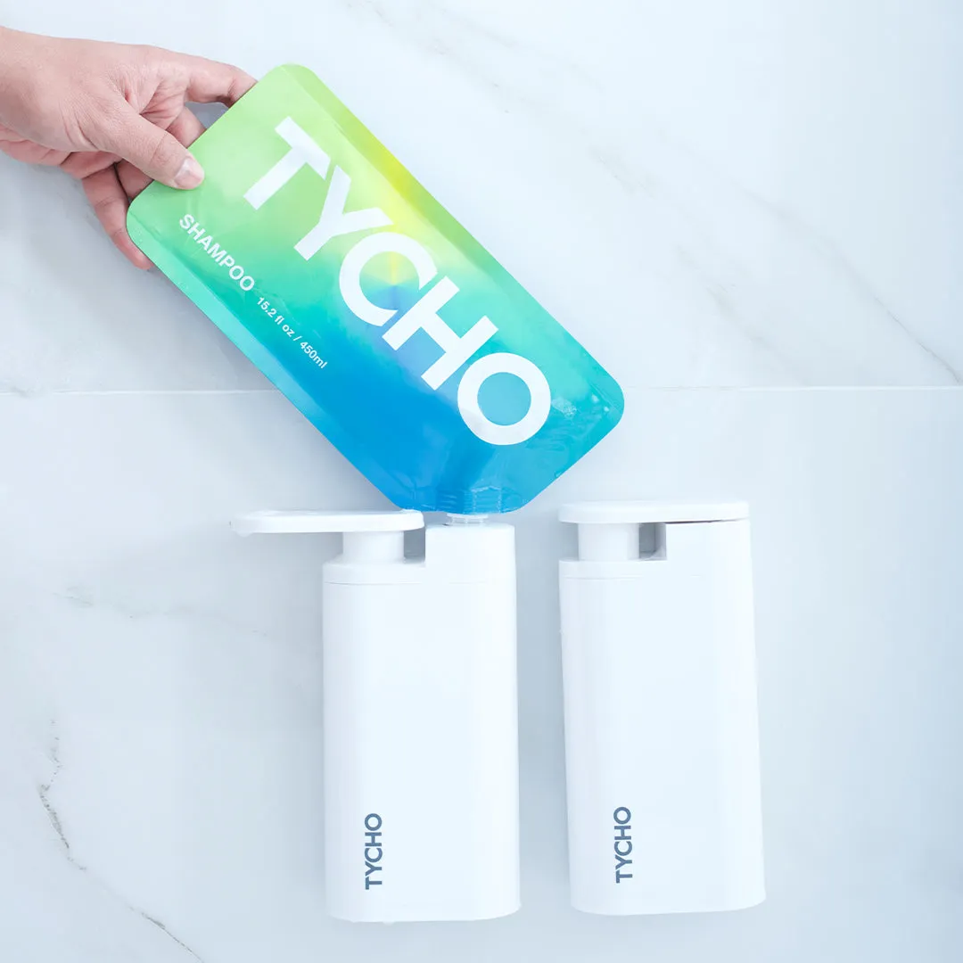 TYCHO 2 2 Set With Two Dispensers Plus Shampoo & Conditioner Refills