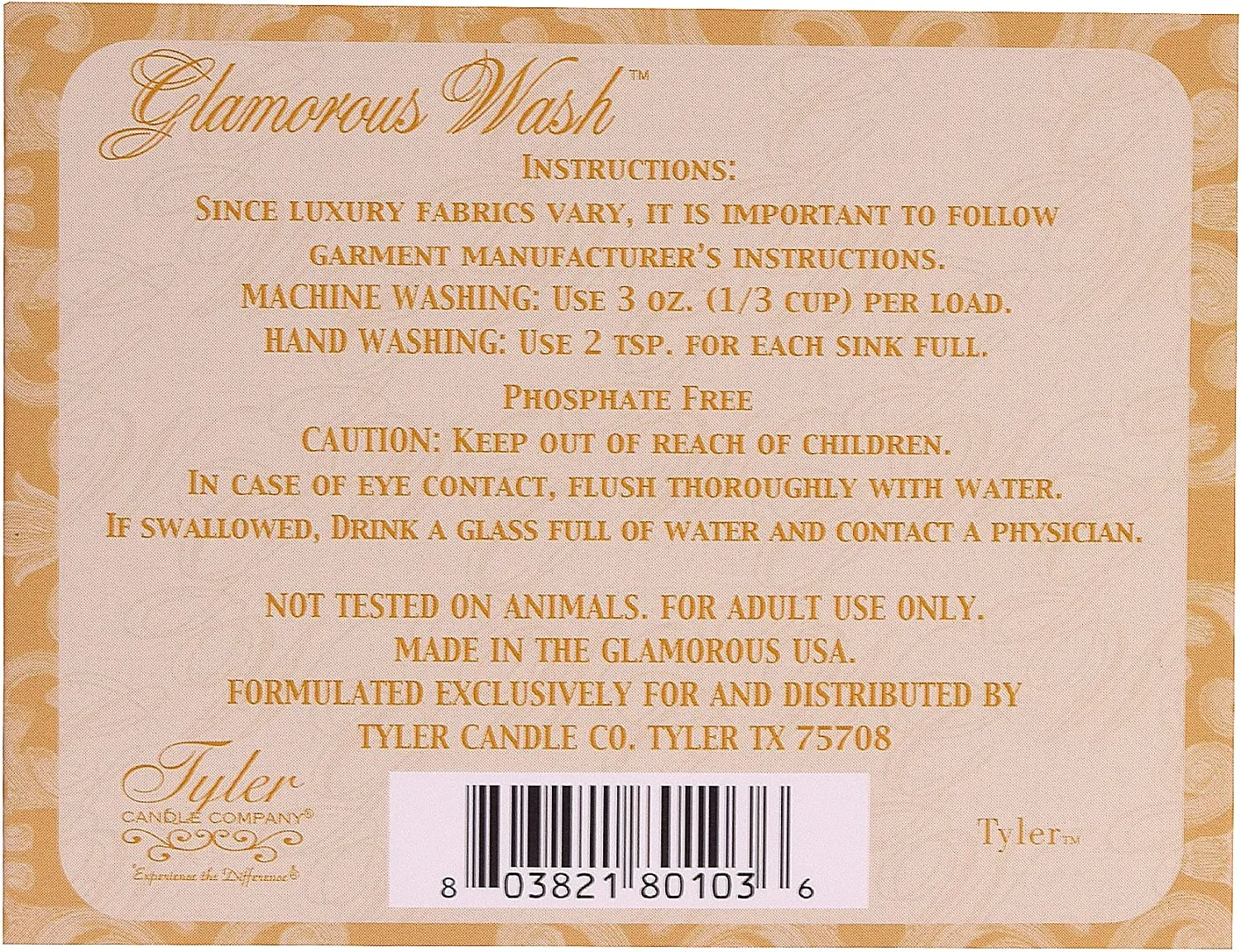 Tyler ENTITLED Fragrance Glamorous Wash 16 oz Fine Laundry Detergent by Candles