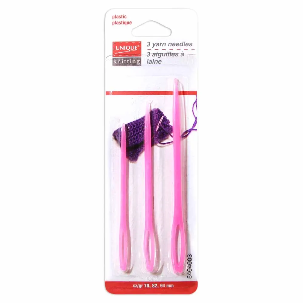 Unique® Knitting - Yarn Needles - Pink Plastic (3pc Pack)