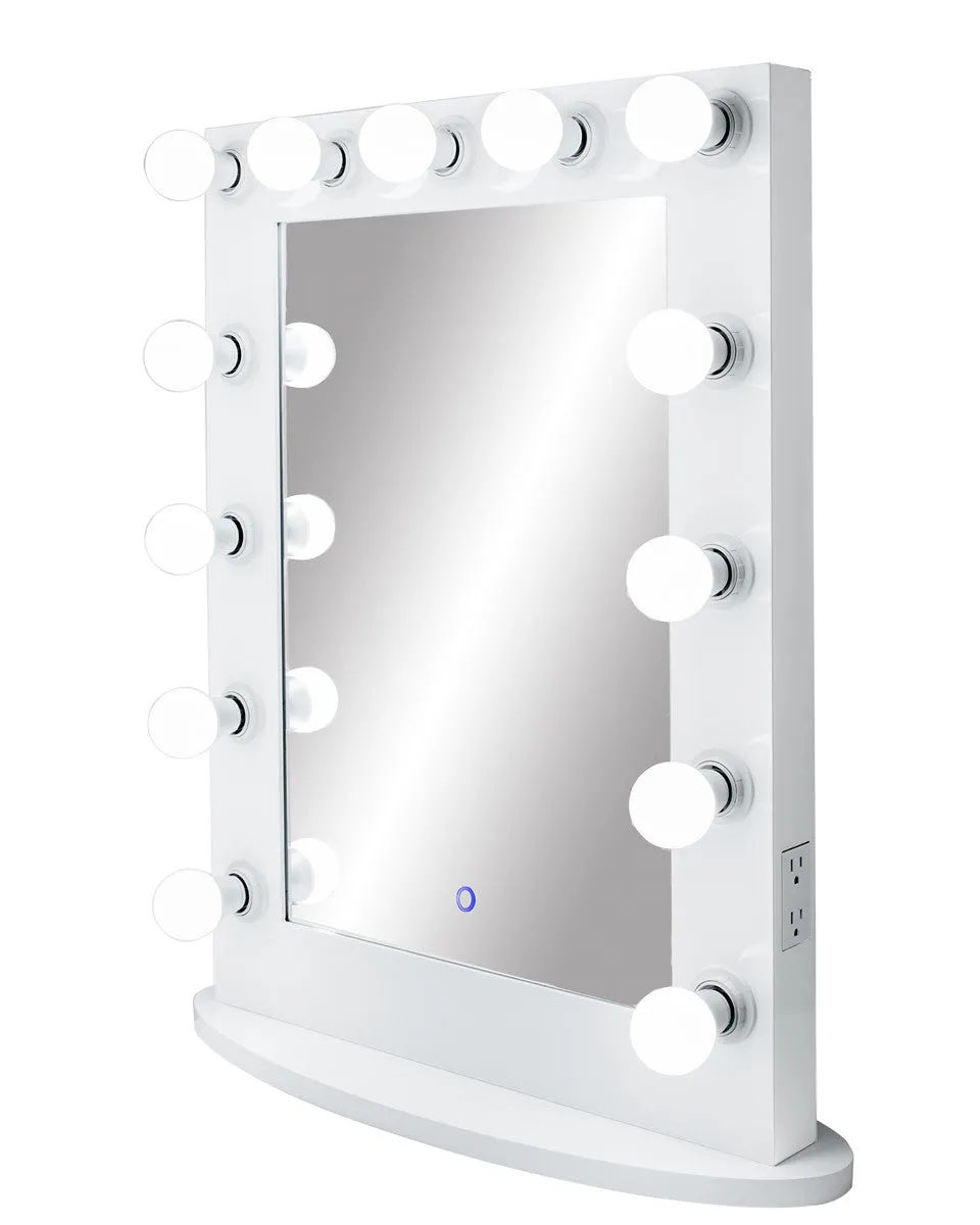 Upright Lighted Hollywood Mirror with Dimmer :: IMPACT Series ------ Black or White