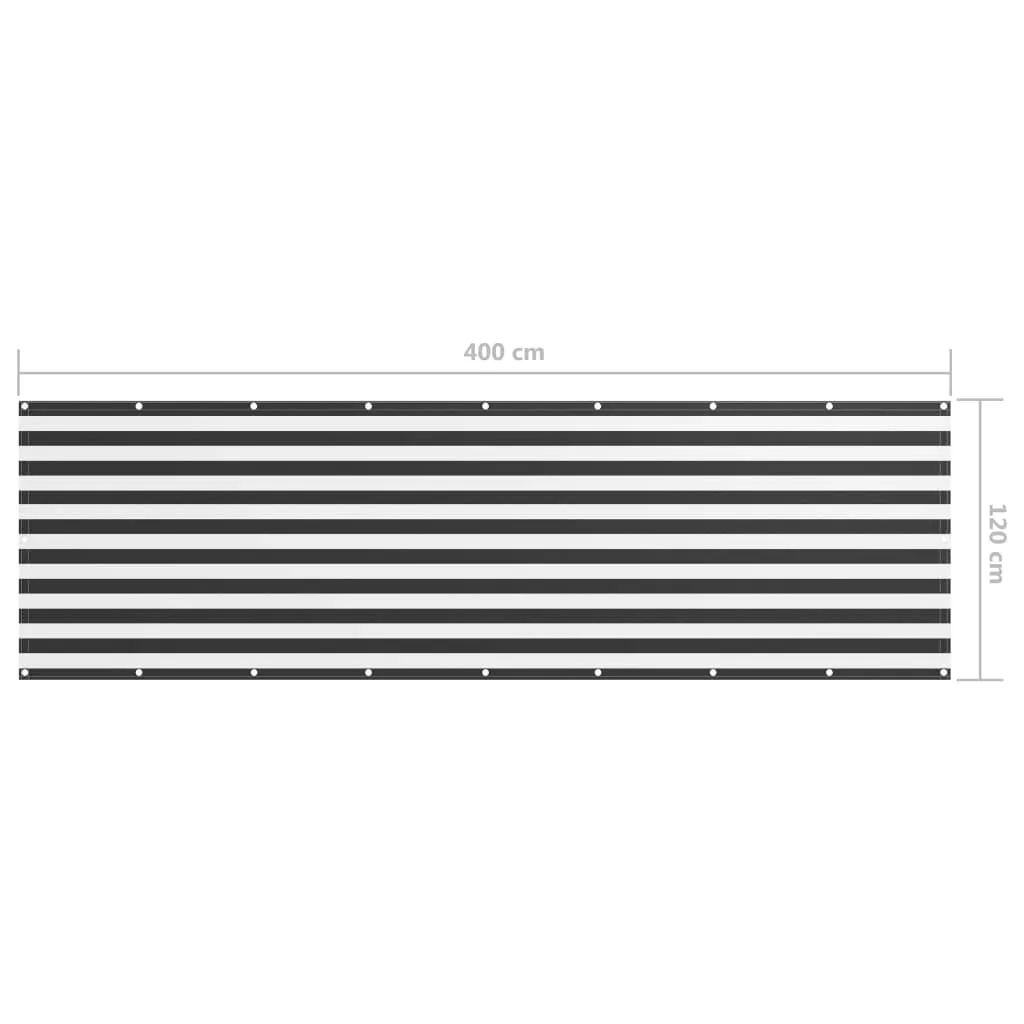 vidaXL Balcony Screen Anthracite and White 120x400 cm Oxford Fabric