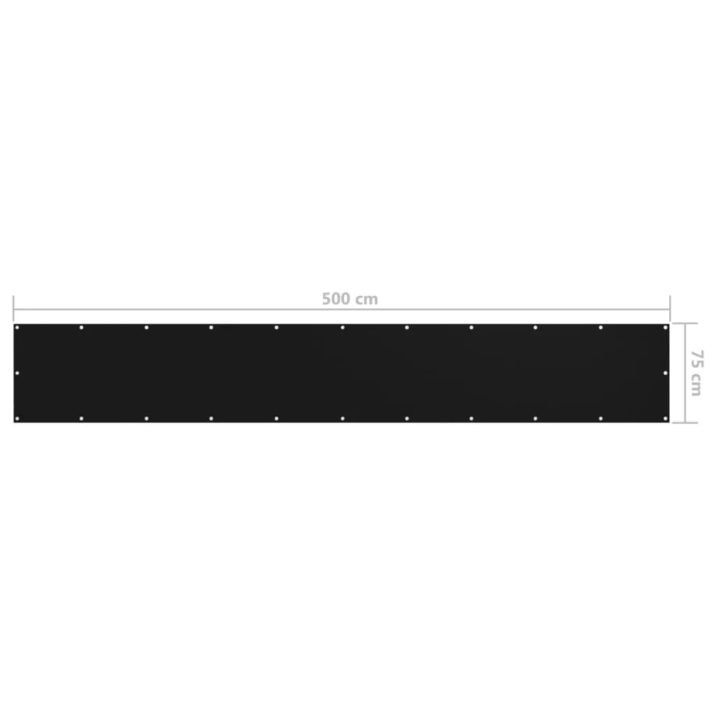 vidaXL Balcony Screen Black 75x500 cm Oxford Fabric