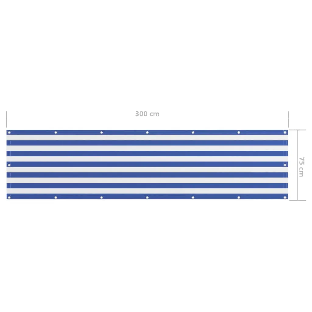 vidaXL Balcony Screen White and Blue 75x300 cm Oxford Fabric