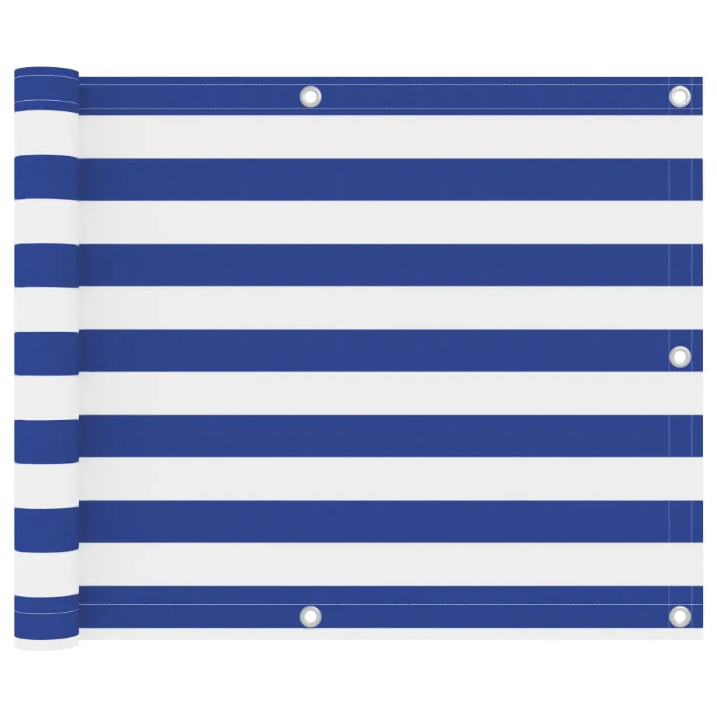 vidaXL Balcony Screen White and Blue 75x300 cm Oxford Fabric