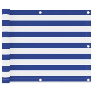 vidaXL Balcony Screen White and Blue 75x500 cm Oxford Fabric