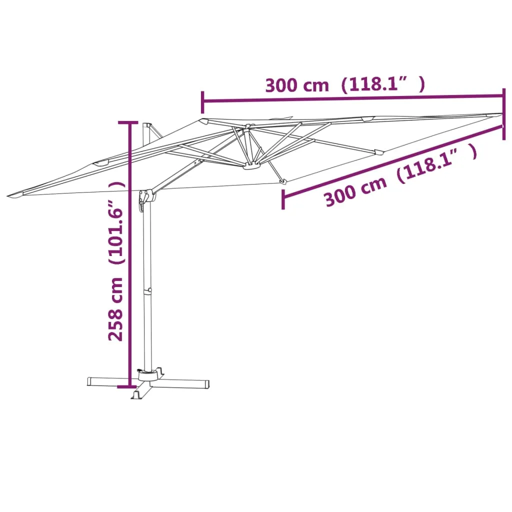 vidaXL Cantilever Garden Parasol with Aluminium Pole Anthracite 300x300 cm