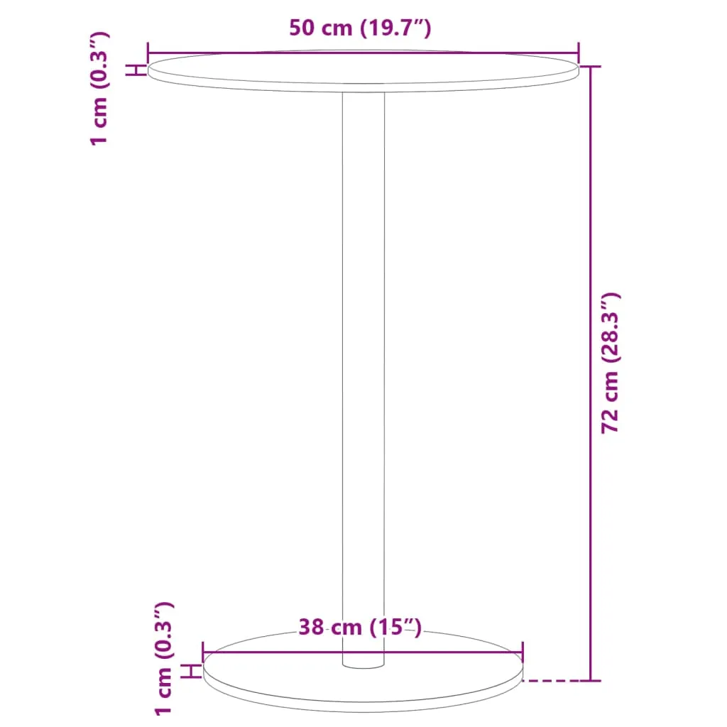 vidaXL Garden Table Round Black Ø50x72 cm Steel