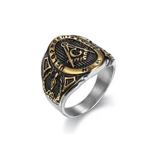 VINTAGE MASONIC COMPASS RING