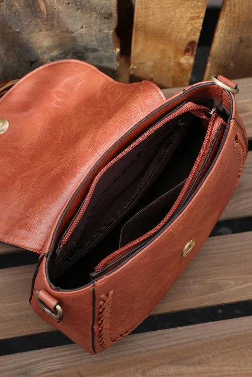 Western/Boho Style Faux Leather Bag With Tassel