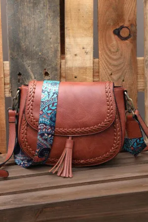 Western/Boho Style Faux Leather Bag With Tassel