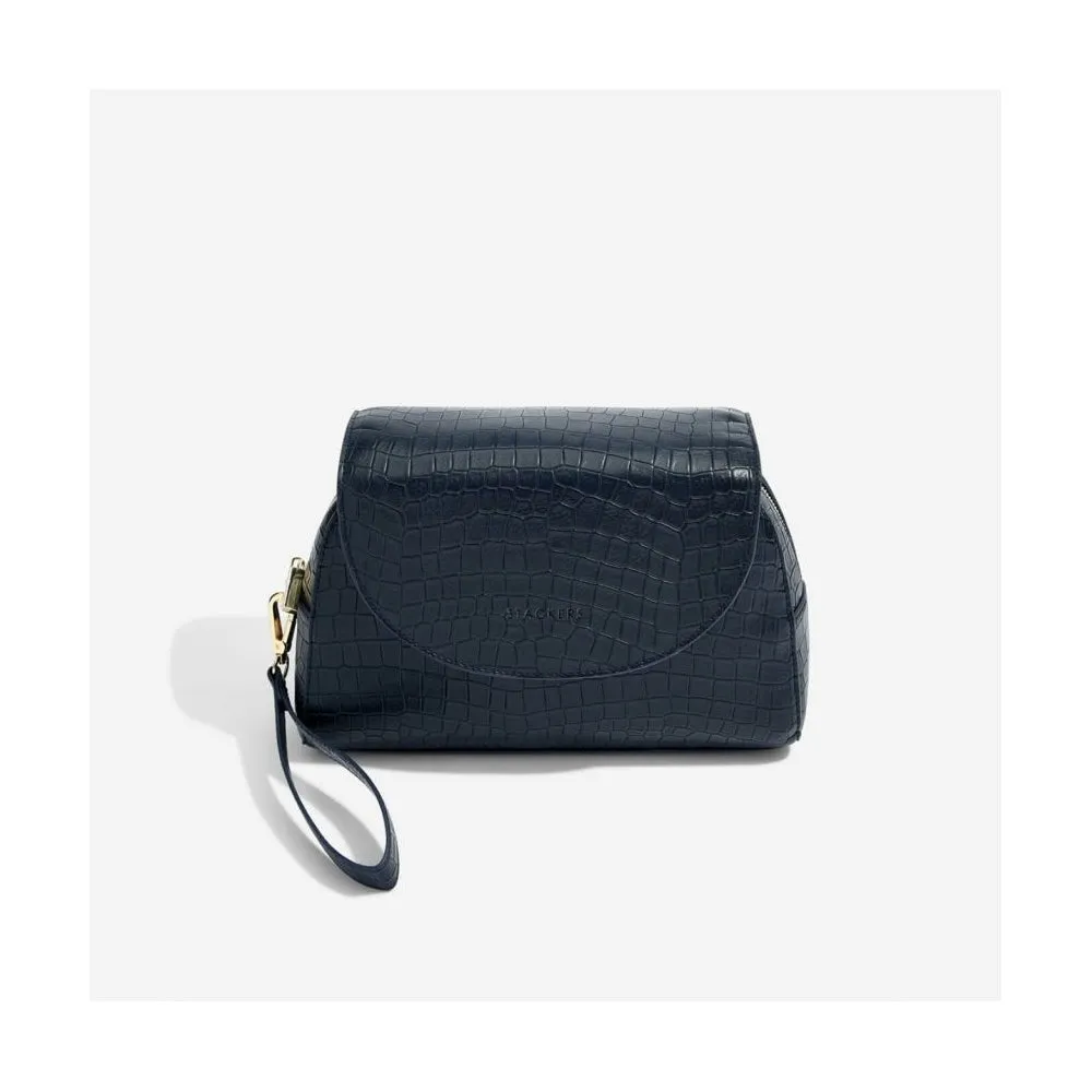 Wrap Around Makeup Bag - Navy Croc - 74302