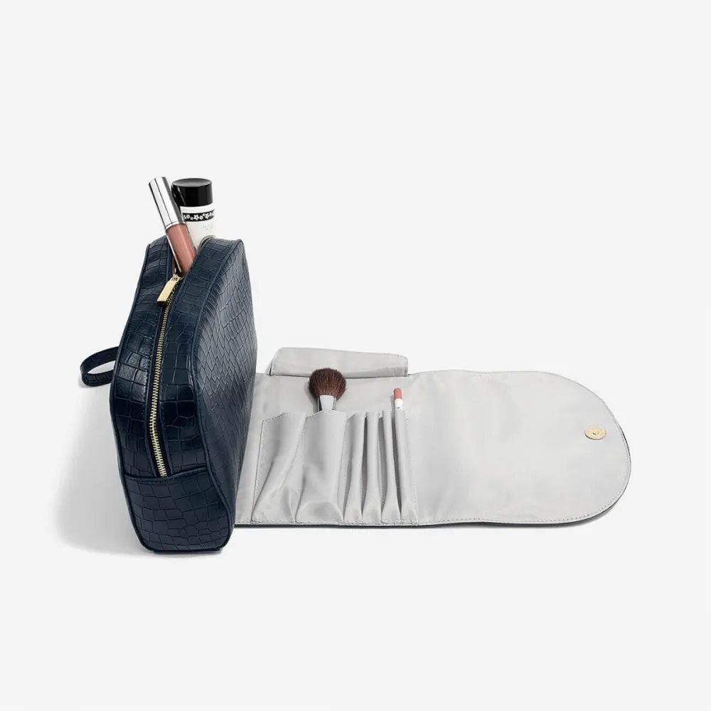 Wrap Around Makeup Bag - Navy Croc - 74302