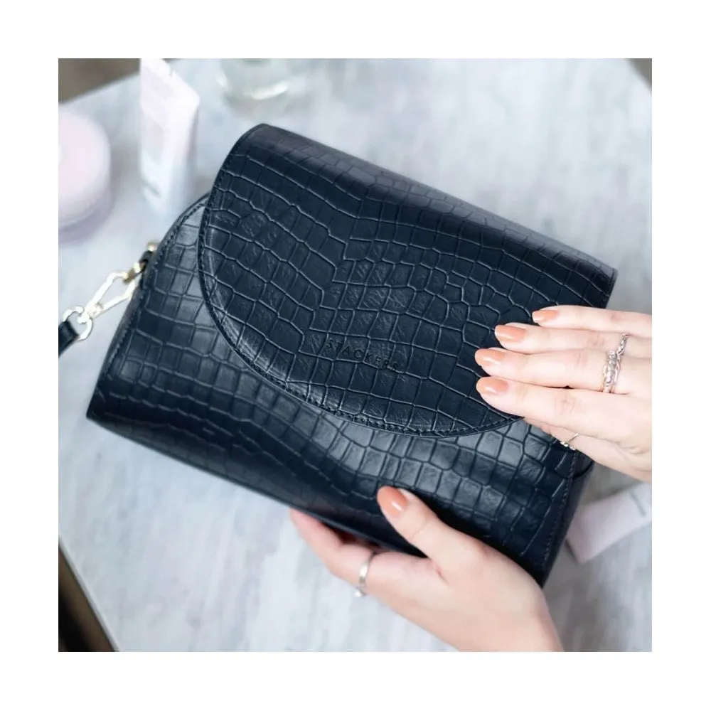 Wrap Around Makeup Bag - Navy Croc - 74302