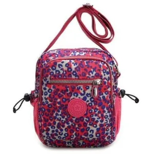 Zippers Color Splicing Drawstring Crossbody Bag - Rose Madder