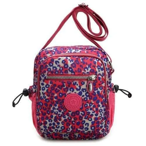 Zippers Color Splicing Drawstring Crossbody Bag - Rose Madder