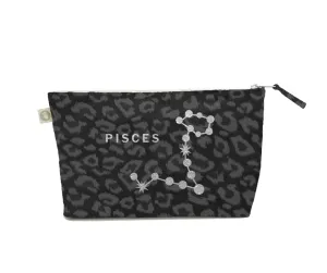 Zodiac Black Leopard Large Makeup Bag  - Pisces